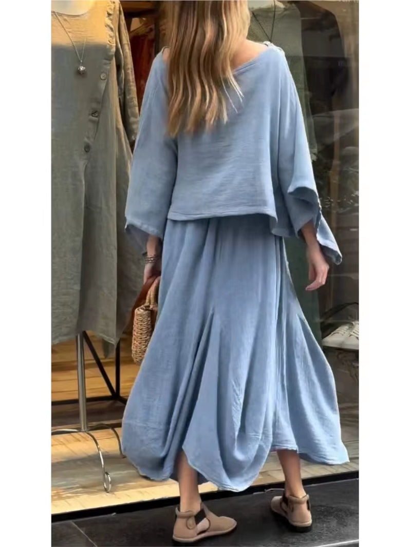 StyleMuse: Autumn Lace-Up Skirt Set for Effortless Elegance